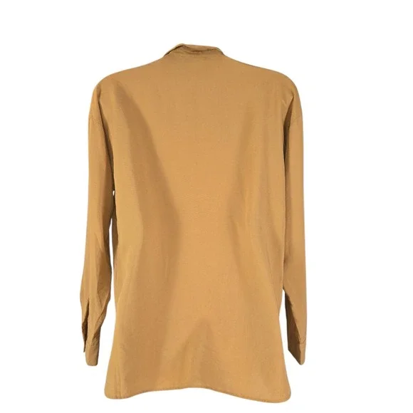 Uniqlo Rayon Skipper Collar Blouse Mustard Yellow Relaxed Fit XS Career Office - Picture 4 of 11